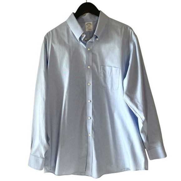 Brooks Brothers‎ Regent 1818 Mens Light Blue Button Up Dress Shirt Size 17 4/5 - Picture 1 of 9